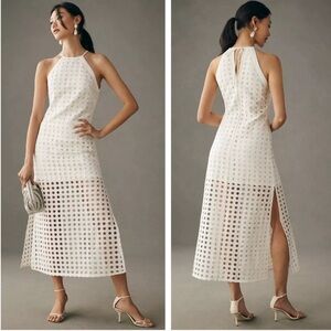 Anthropologie Vineet Bahl White Eyelet Halter Dress NWOT